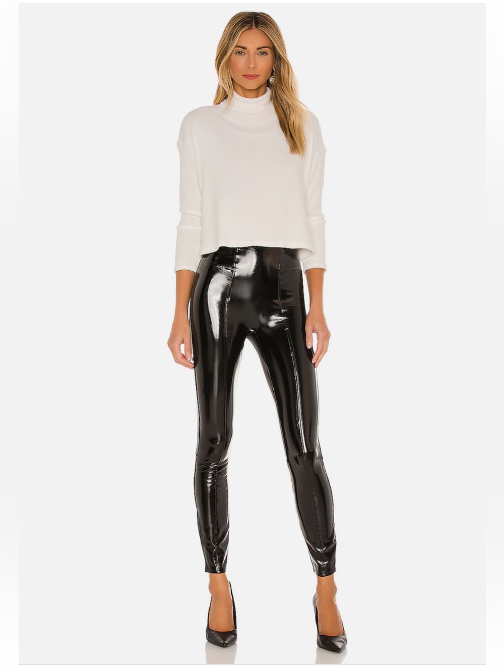 SPANX Faux Patent Leather Leggings Black